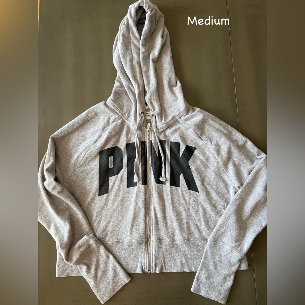 PINK Victoria's Secret Gray Zip-Up Hoodie